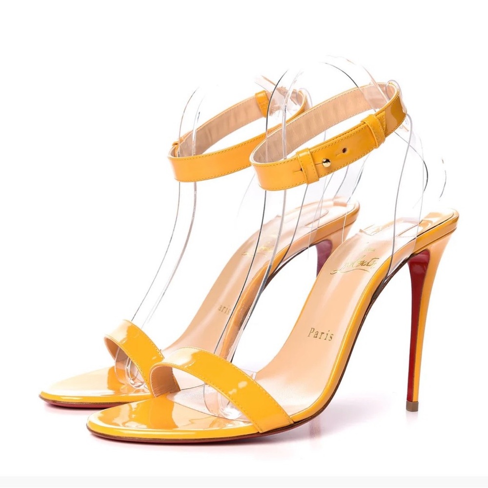 Christian Louboutin NIB Jonatina 100 Patent/pvc 4” ankle strap heels